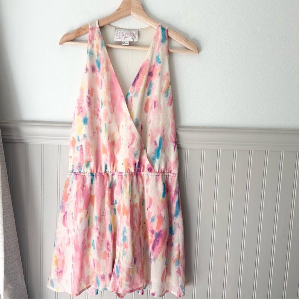 Vintage Rory Beca Multicolor Abstract Jumpsuit Womens Size Large